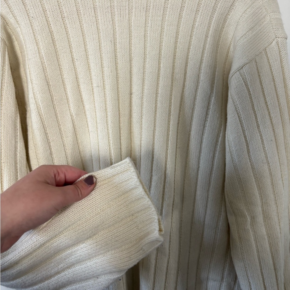 Vintage LT Casuals Cream Ribbed Button-Front Sweater Cardigan Cottagecore Girly - Picture 5 of 5